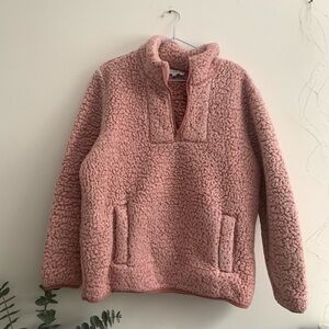 Cozy pink Sherpa 3/ zip sweater